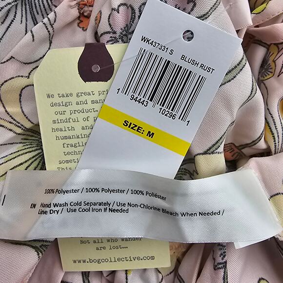 Lottie & Holly Womans size M Blush Floral Square Neck Crisscross Mini Dress New - Picture 7 of 8